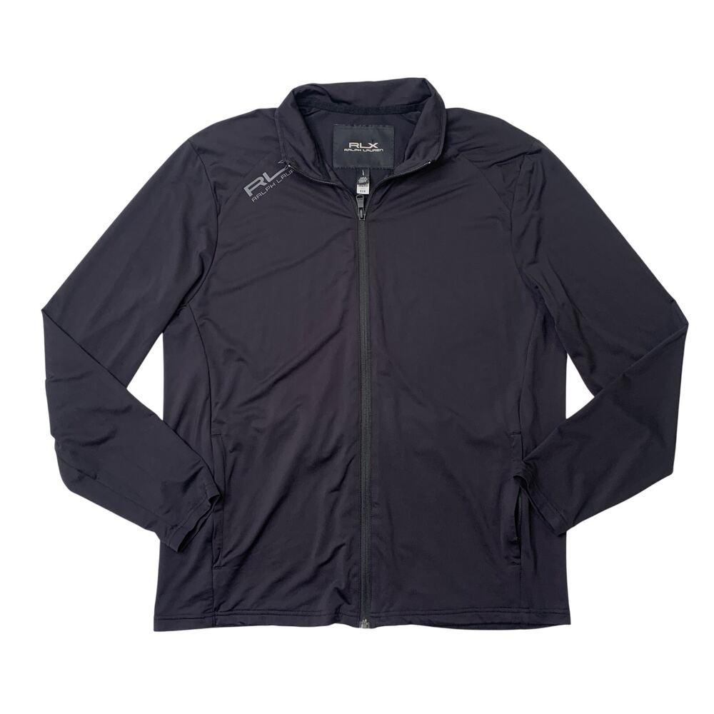 RLX Ralph Lauren Jacket Mens Large Black Wicking Full Zip Performance Reflective
